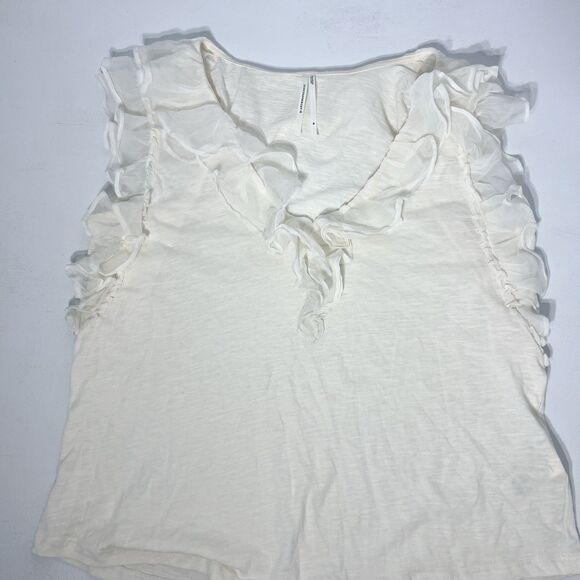 Anthropologie Shirt M Cream Ruffled Classy Sophisticated Whimsical Romantic - Picture 2 of 8